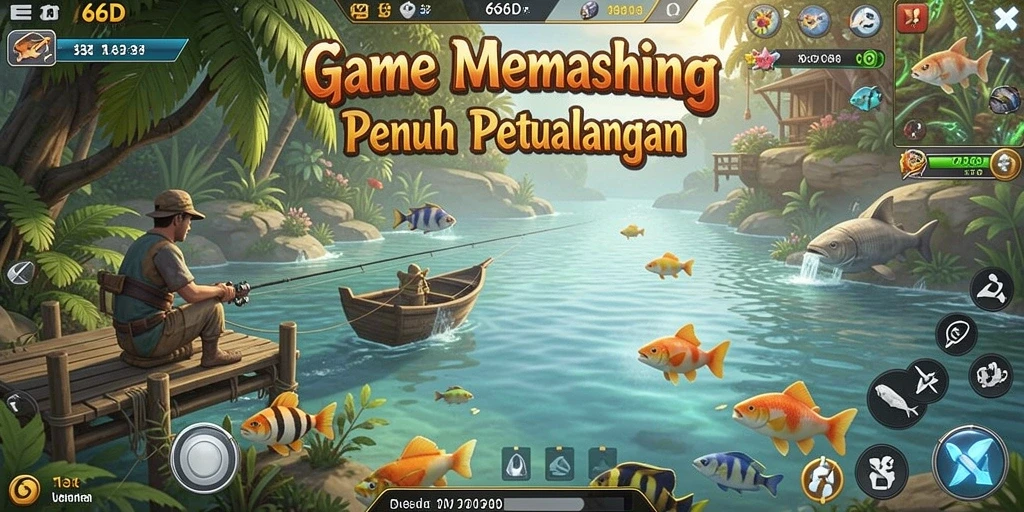 Screenshot menampilkan gameplay seru dalam 66D saat menangkap ikan.