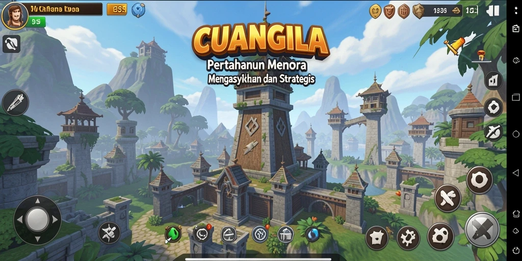 Tampilan menara pertahanan yang strategis dalam CUANGILA.