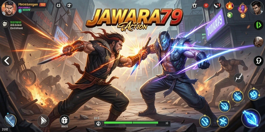 Screenshot gameplay intens dari JAWARA79 yang menegangkan.