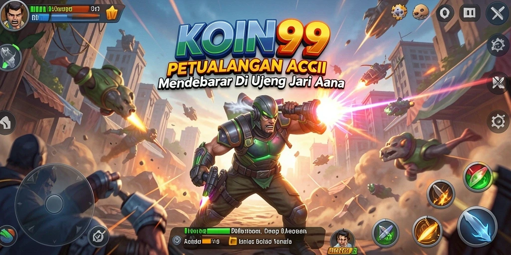 Tampilan gameplay KOIN99 dengan aksi mendebarkan dan karakter yang menarik.