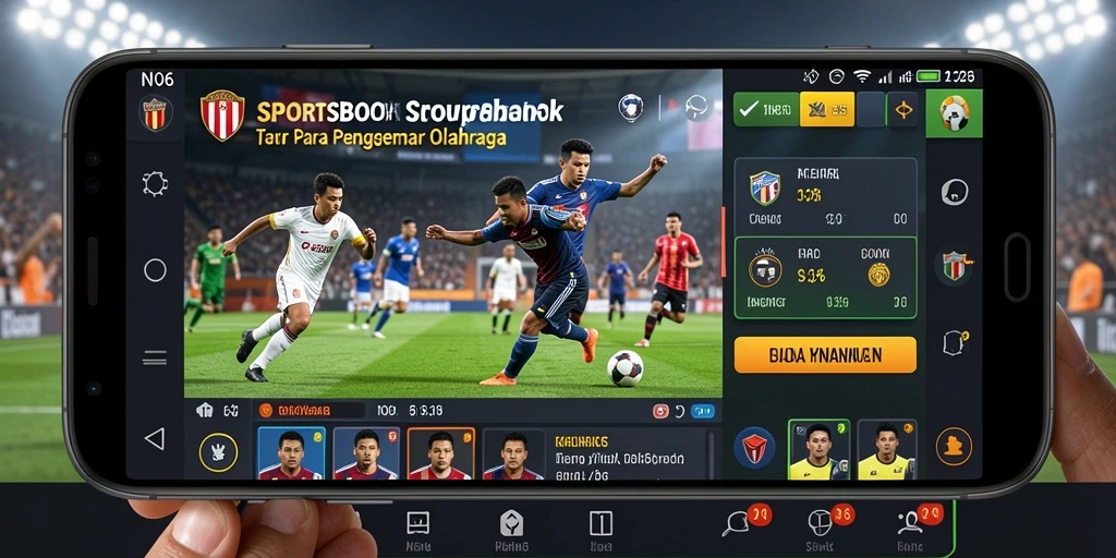 Screenshot gameplay N06 menampilkan suasana taruhan olahraga yang mendebarkan.