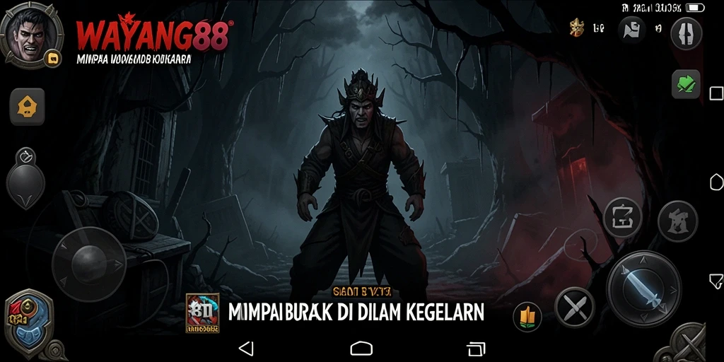Tangkapan layar permainan WAYANG88 menampilkan atmosfer Horror yang gelap.